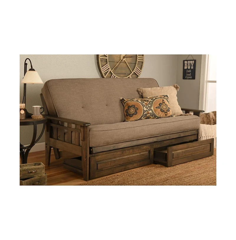 Kodiak Tucson Frame-Rustic Walnut Finish-Linen Stone Mattress