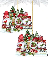 Designocracy Christmas Gnomes Holiday Ornaments, Set of 2