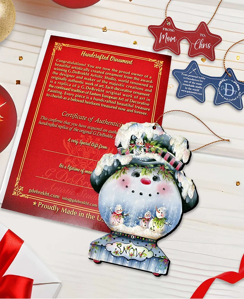 Designocracy Joe Cool Snow Globe Holiday Ornaments, Set of 2