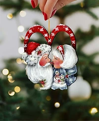 Designocracy Merry Kissmas, Holiday Ornaments, Set of 2