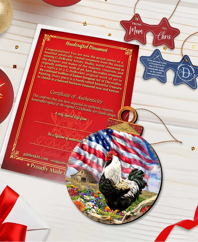Designocracy Morning In America Holiday Ornaments, Set of 2