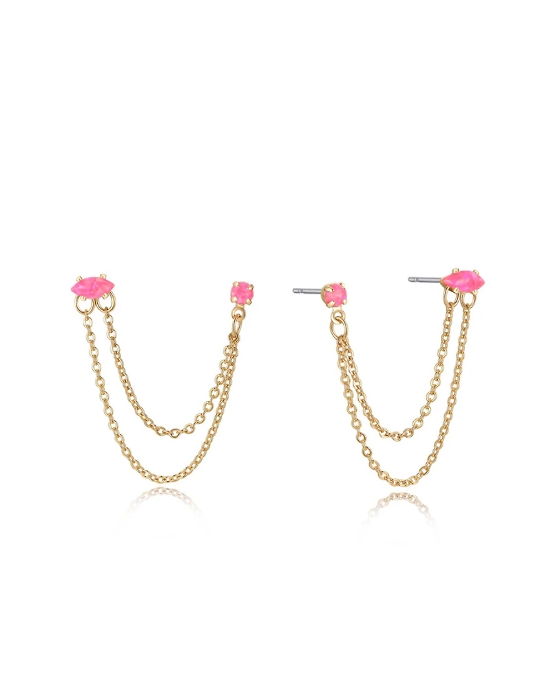 Ettika Double Piercing Chain Dangle Earrings