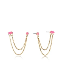 Ettika Double Piercing Chain Dangle Earrings