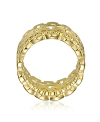 Chic 14K Gold Plated with Round Cubic Zirconia Geometric Stacking Ring