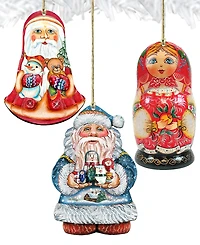 Designocracy Nesting Matreshka Holiday Ornaments, Set of 3