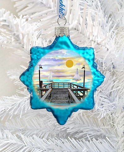 Designocracy Boats at Pier Mercury Holiday Ornament