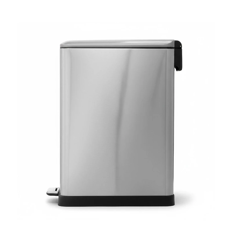 Home Zone Living 13 Gallon Dual Compartment Stainless Steel Kitchen Trash Can with Step Pedal and Soft Close Lid, Silver