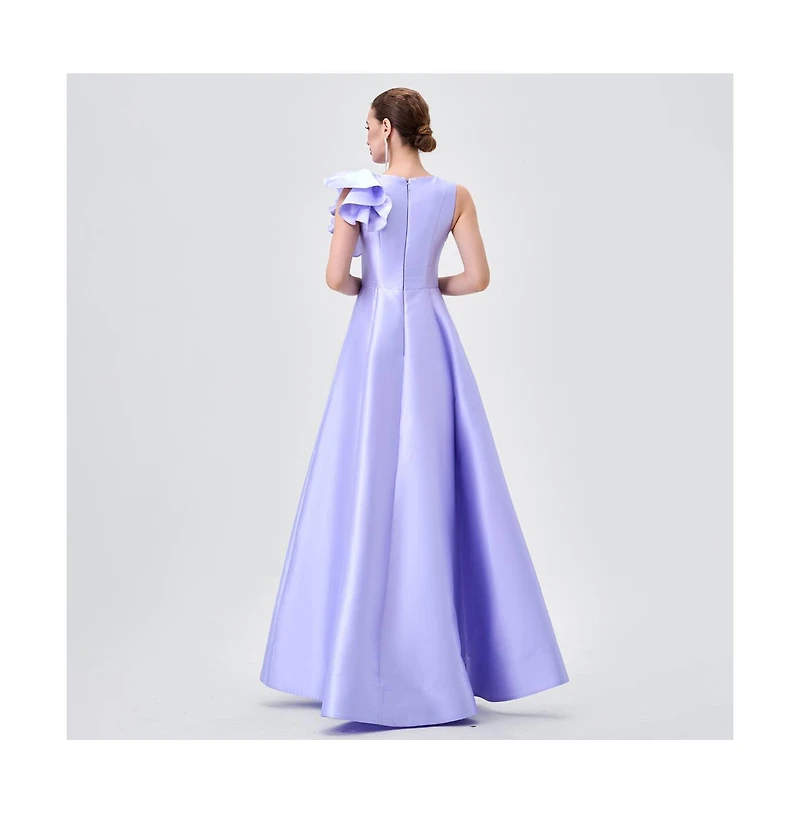 Bariano Women's Mirella V Neck Ruffle Gown