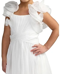 Mac Duggal Big Girls Chiffon Ruffle Shoulder Dress