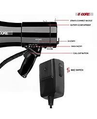 5 Core Megaphone 50W Bullhorn 1100 Yards Loud Siren Maker w Adjustable Volume for Soccer Coaches