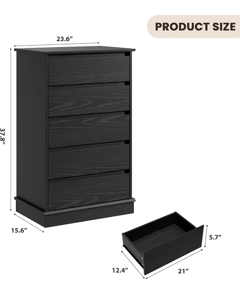 gaomon 5-Drawer Tall Dresser for Bedroom