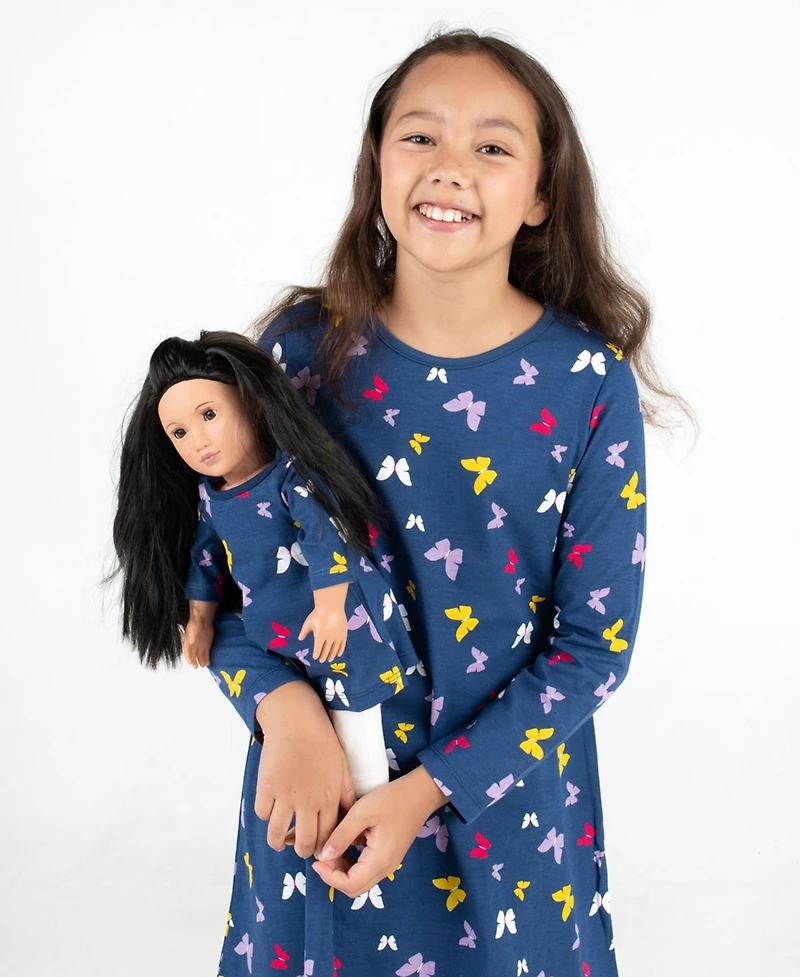 Leveret Toddler Girls Matching Doll Long Sleeve Cotton Crew Neck A-Line Dress