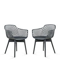 Aoodor Modern Dining Chairs Set of 2, Weather-Resistant Plastic Cafe with Ergonomic Back and Non-Slip Pad, Suitable for Patio, Restaurant