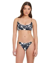 Red Carter Rich Famous Deep Scoop Bikini Top W Hardware Braided Straps Bottoms