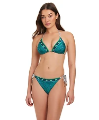 Red Carter Women's Solar Power Triangle Reversible V-Neck Printed Bikini Top