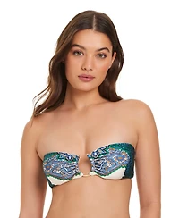 Red Carter Women's Solar Power U-Ring Bandeau-Neck Bikini Top