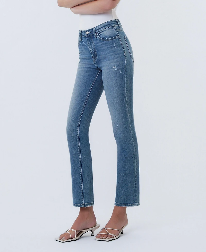 Vervet Women's Mid Rise Ankle Slim Straight Jeans