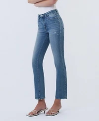 Vervet Women's Mid Rise Ankle Slim Straight Jeans