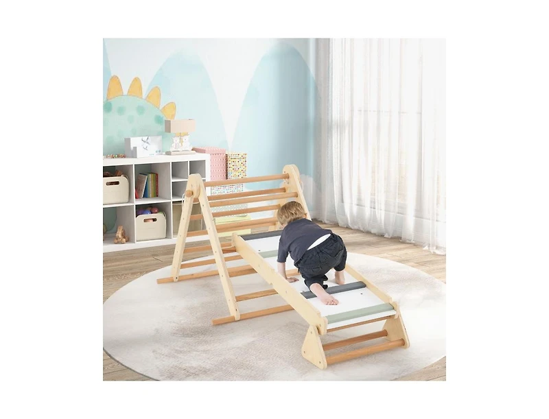 Slickblue 3-in-1 Foldable Climbing Triangle Set with Ramp for Kids