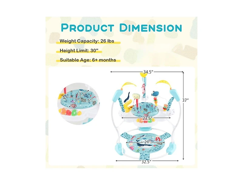 Slickblue Toddler Height Adjustable Activity Center with Bounce Seat