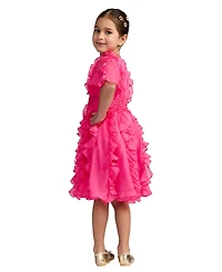 Mac Duggal Little Girls Chiffon High Neck Ruffle Dress