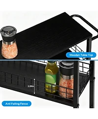 Yigii 4-Tier Slim Storage Cart with Wood for Narrow Spaces - Multi-Purpose Use
