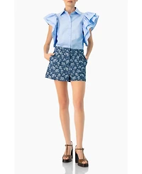 Ivonne Women's Floral Patterned Denim Shorts