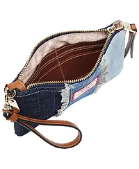 True Religion Frayed Panel Denim Pouch Wristlet
