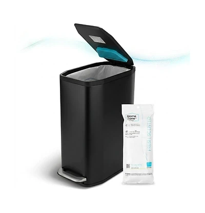 Home Zone Living 13 Gallon Slim Stainless Steel Kitchen Trash Can with CleanAura Odor Control and Soft Close Lid