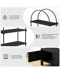 Sugift 71-Inch Tall Arched Bookshelf Bookcase Shelving Unit with Storage Cabinet Heavy for Living Room/Office