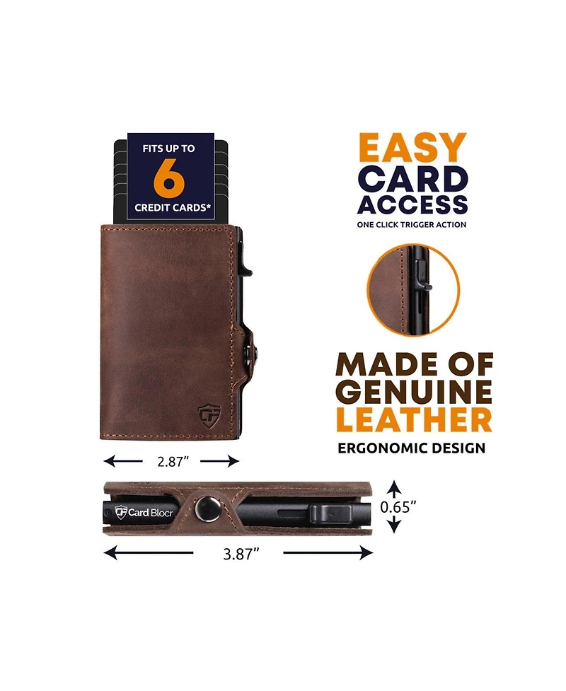 Conceal Plus Men's Wallet for Men, Pop Up Credit Card Holder - Rfid Blocking, Slim Minimalist Case Lifetime Warranty