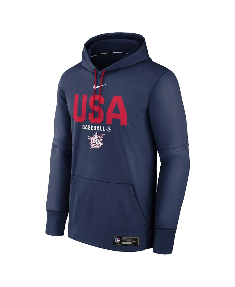 Nike Men's Navy Usa Baseball 2026 World Baseball Classic Authentic Collection Therma Hoodie