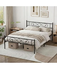 gaomon Queen Platform Bed Frame, Metal with Fist Design Headboard, Under-Bed Storage, No Box Spring Required, Easy Assembly, Noise-Free
