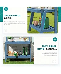 Yigii Outdoor gardening 3-tier shelf with angled legs and hooks