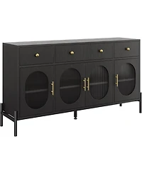 gaomon 62 Inch Modern Sideboard Cabinet 3 Drawers and 3 Glass Doors Anti Tip Safety