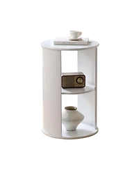 Kings Brand Furniture Round Side Table with Storage, 3-Tier Small Accent End for Living Room, Bedroom, Bedside, Office, Space-Saving Nightstand