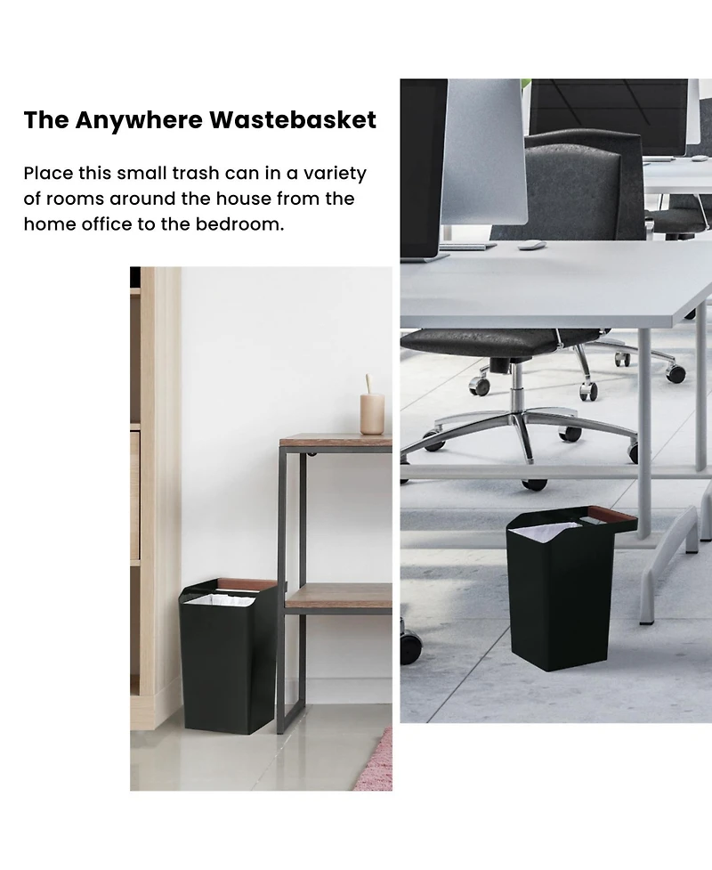 Home Zone Living 2-Pack 2 Gallon Small Square Trash Cans with Open Top and Handle