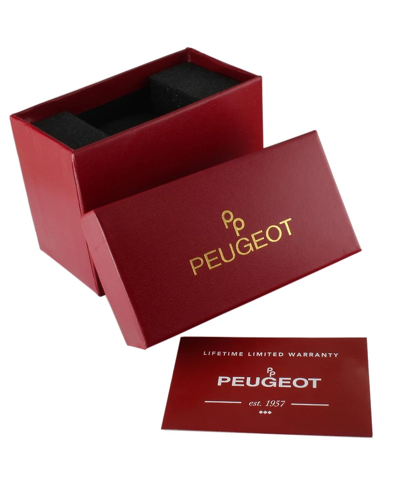 Peugeot Women's Petite 25mm Sun-Moon Watch with Glossy Leather Strap