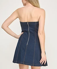 Rare Women's Denim Strapless Mini Dress