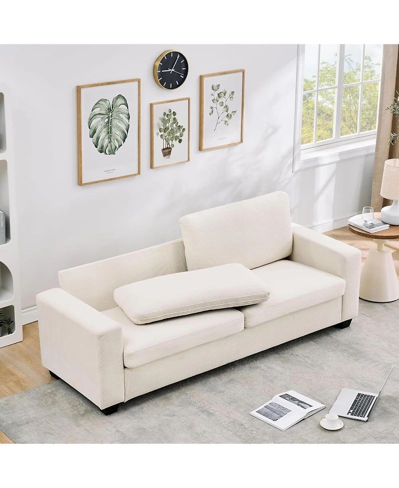 Gaomon 83" Comfy 3-Seater Corduroy Couches, Modern Upholstered Sofa with Wide Armrests, Cloud Couch with Deep Seat Sofa, Home Sofas for Living Ro