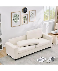 Gaomon 83" Comfy 3-Seater Corduroy Couches, Modern Upholstered Sofa with Wide Armrests, Cloud Couch with Deep Seat Sofa, Home Sofas for Living Ro