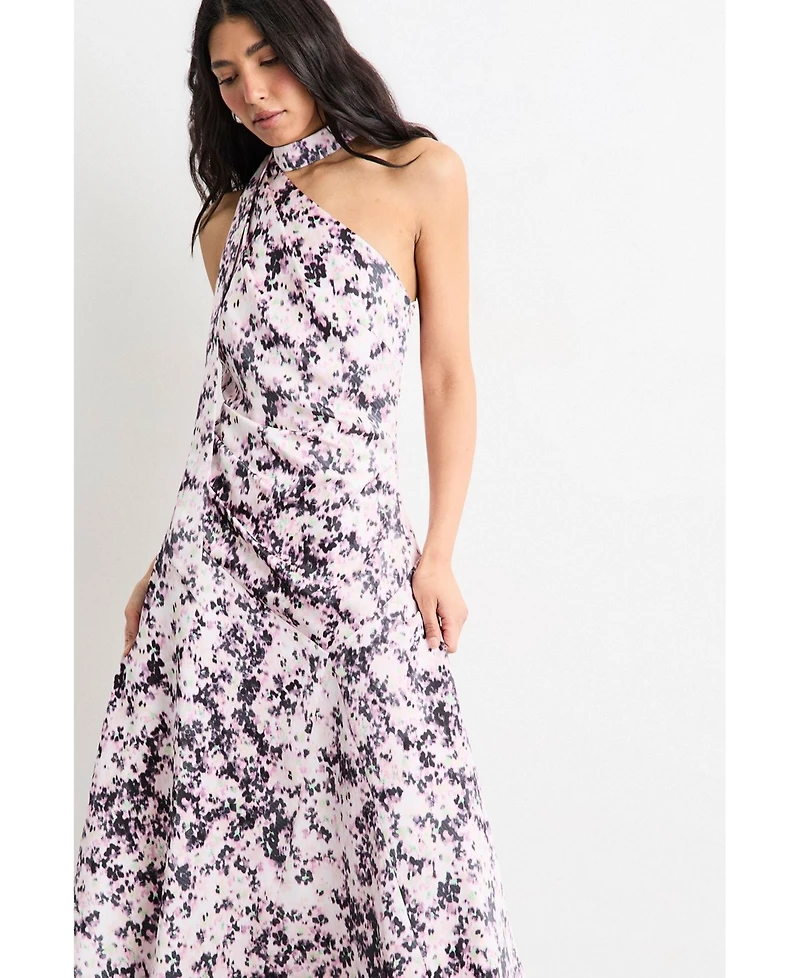 Warehouse Women's Scarf Tie Asymmetric Maxi Dress