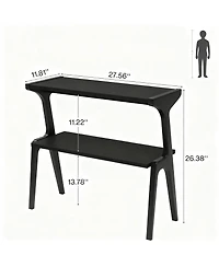 Yigii Narrow End Table 2-Tier Slim Sofa Side Solid Wood Farmhouse Tall Storage Shelf Modern Skinny Bedside