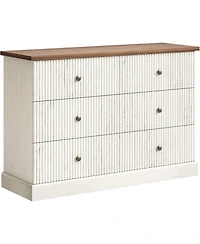 gaomon 6 Drawer Dresser for Bedroom, Fluted Horizontal Chest of Drawers