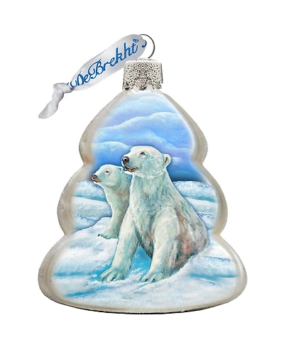 Designocracy Polar Bears Family Mercury Holiday Ornament