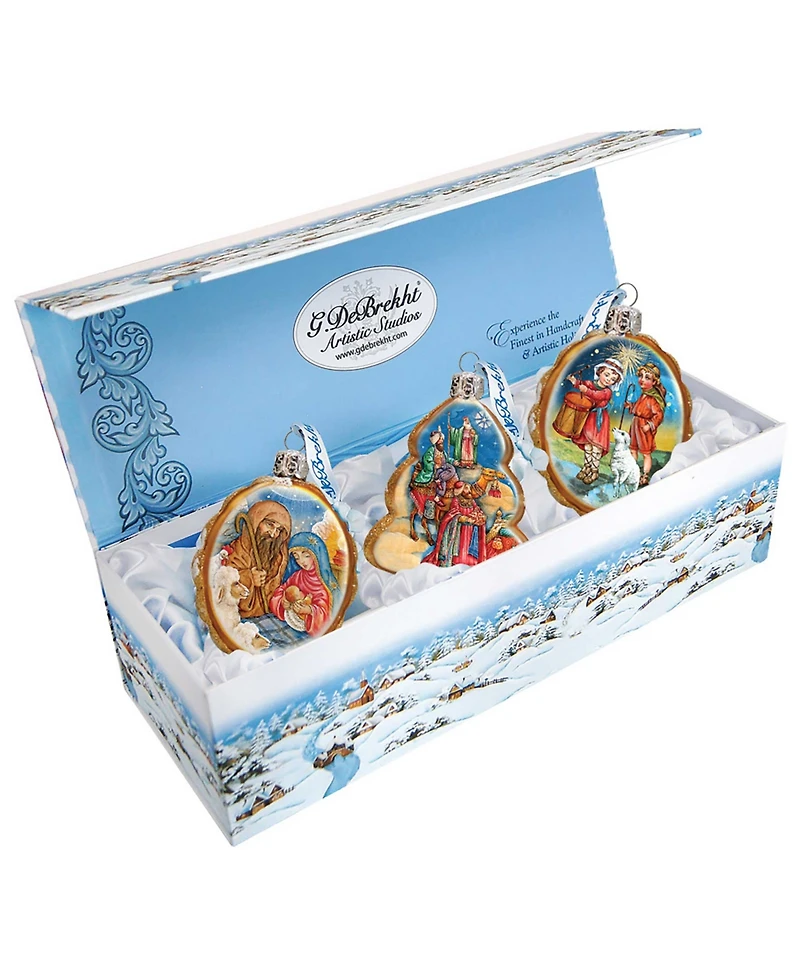 Designocracy Nativity Mercury Holiday Ornaments, Set of 3