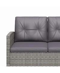 Outsunny 4 Piece Patio Furniture Set, Wicker Loveseat, Chairs & Table