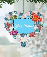 Designocracy Coastal Heart Picture Frame Ornament Set of 2