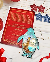 Designocracy Penguins Wooden Ornaments Set of 2