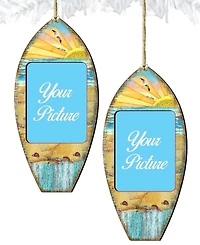 Designocracy Surfboard Picture Frame Ornament Set of 2